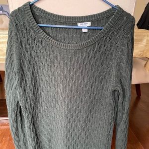 L deep green honeycomb sweater